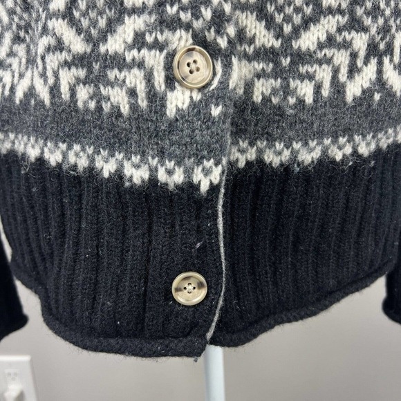 Eddie Bauer Vintage Gray Black Fair Isle Nordic Wool Cardigan Sweater S - Picture 6 of 14